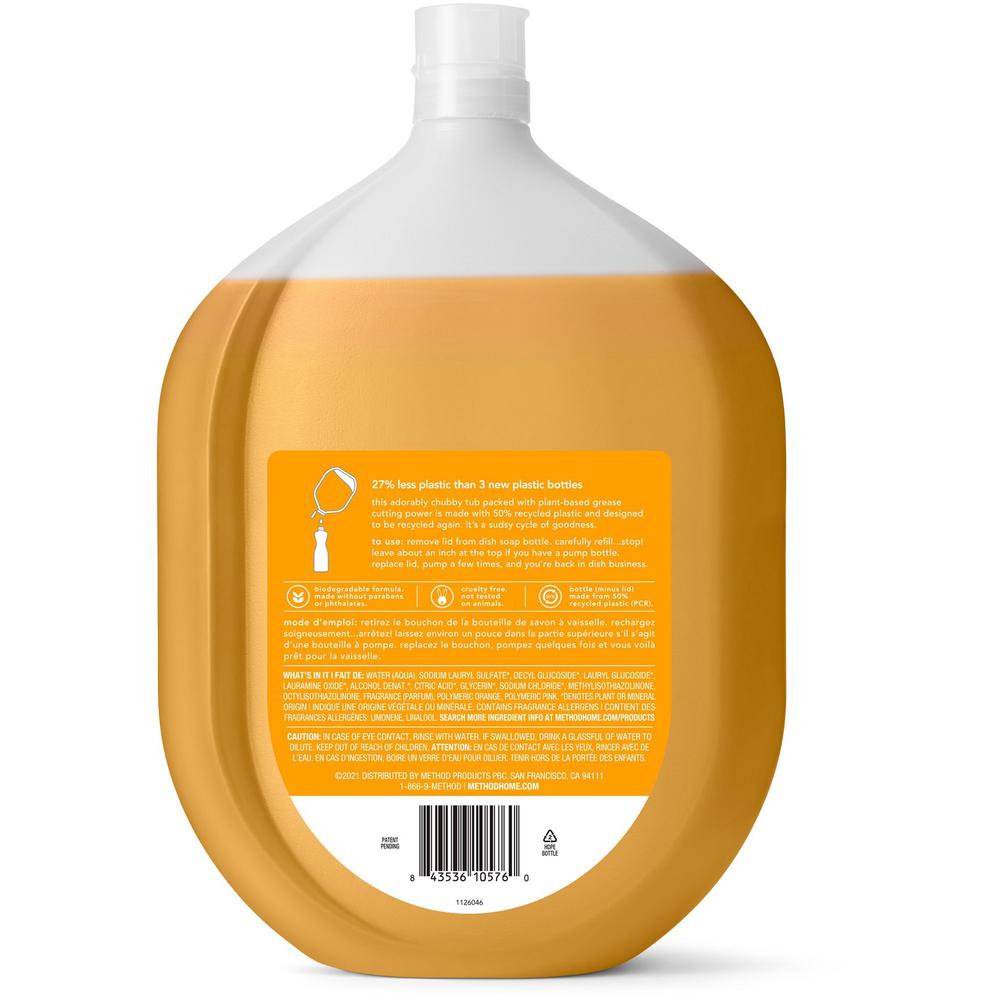 Method Dish Soap Refill - Liquid - 54 fl oz (1.7 quart) - Clementine Scent - 1 Each - Orange. Picture 3
