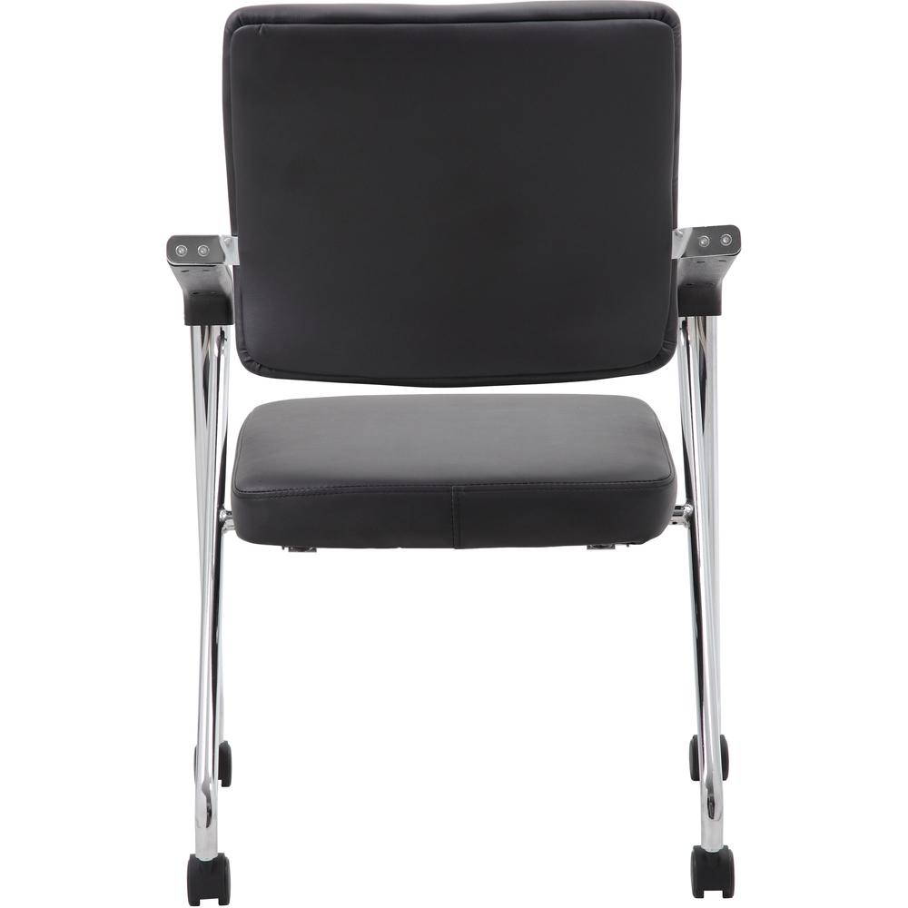 Boss Caressoft Plus Training Chair - Black Seat - Black Back - Chrome Frame - Four-legged Base - Vinyl - Armrest - 2 / Carton. Picture 7