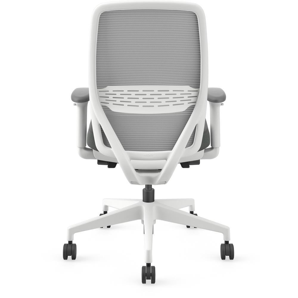 HON Nucleus Recharge Task Chair - Iron Ore Fabric Seat - Fog Back - Designer White Frame - Armrest - 1 Each. Picture 6