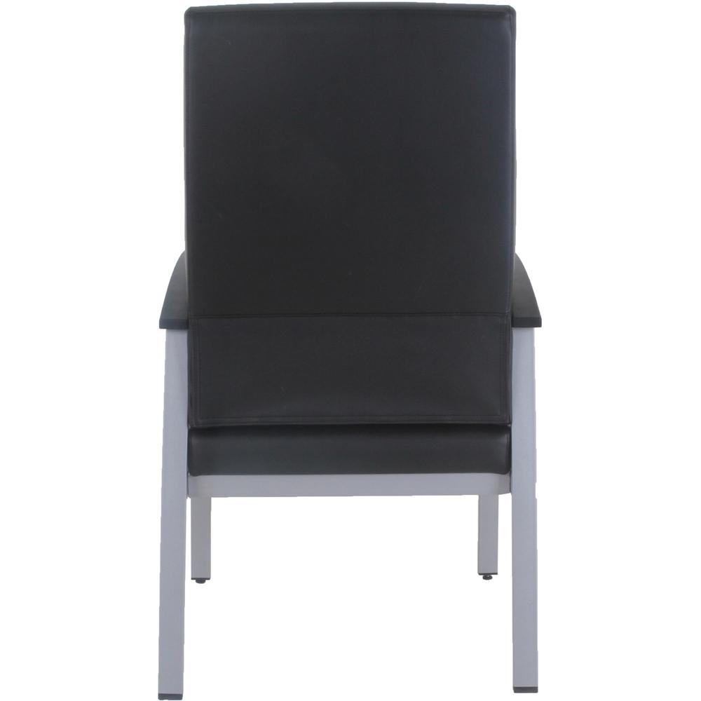 Lorell High-Back Healthcare Guest Chair - Vinyl Seat - Vinyl Back - Powder Coated Silver Steel Frame - High Back - Four-legged Base - Black - Armrest - 1 Each. Picture 6