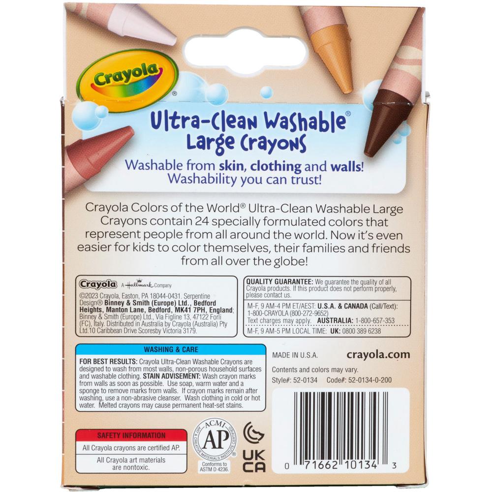 Crayola Ultra-Clean Washabe Large Crayons - Assorted, Almond, Rose, Gold - 24 / Pack. Picture 4