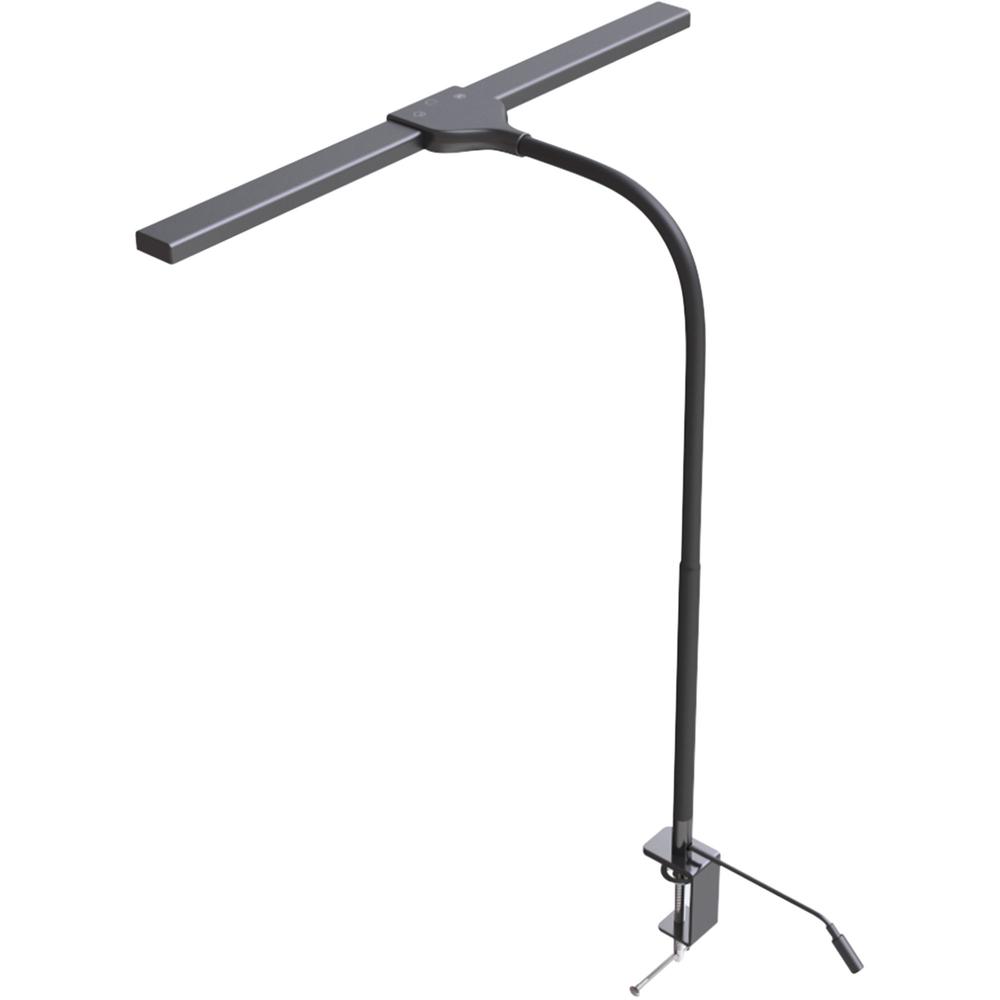 Data Accessories Company Clamp-On LED Desk Lamp - 20" Height - 18" Width - LED Bulb - Flexible Neck, Gooseneck, Dimmable, Color Changing Mode, Durable - Metal - Desk Mountable, Table Top - Black - for. Picture 2
