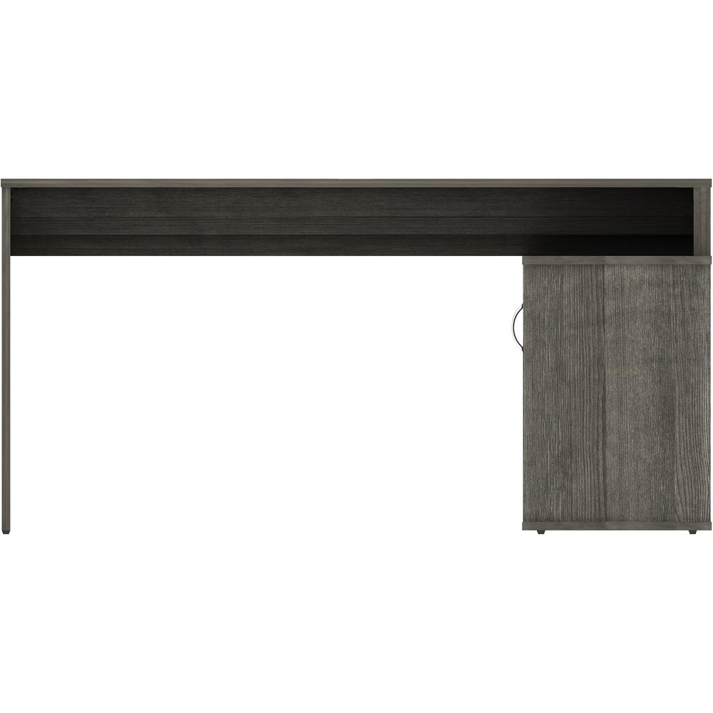 LYS L-Shape Workstation with Cabinet - Laminated L-shaped Top - 200 lb Capacity - 29.50" Height x 60" Width x 47.25" Depth - Assembly Required - Weathered Charcoal - Particleboard - 1 Each. Picture 7