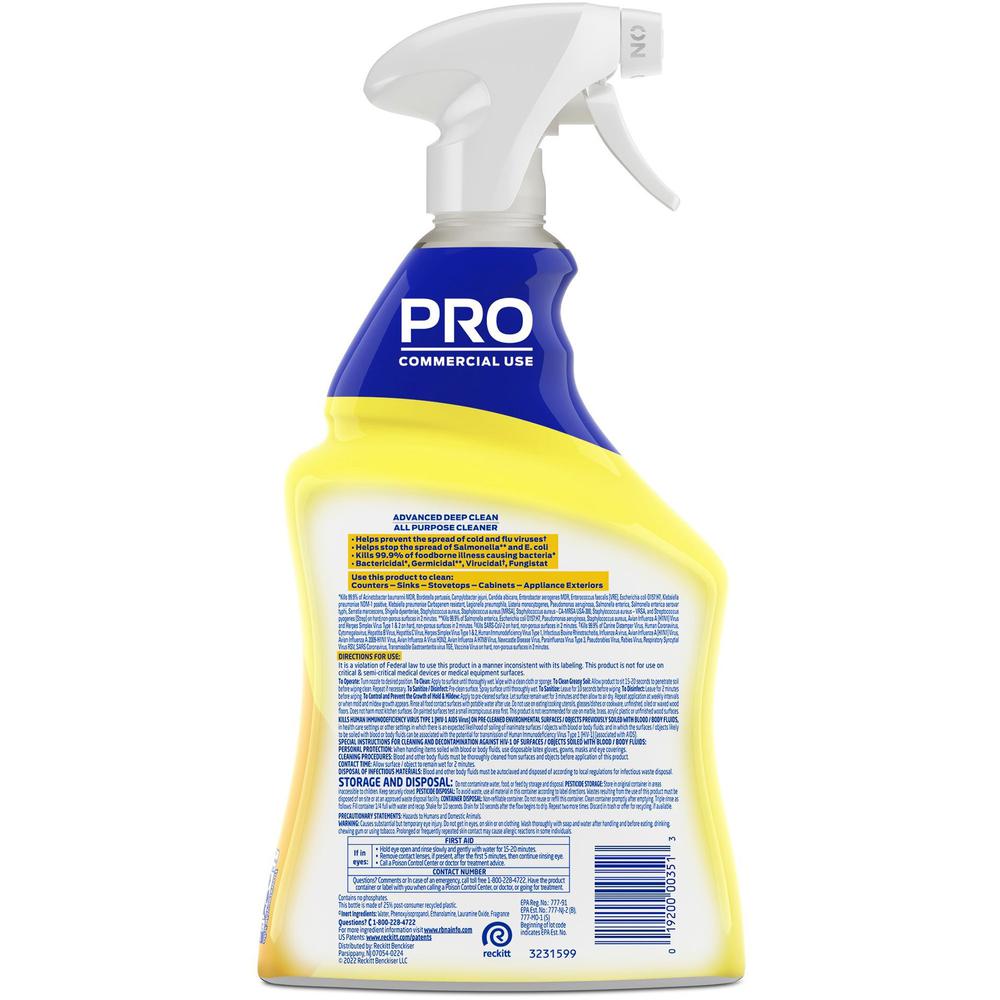 Lysol Advanced Deep Cleaner - 32 fl oz (1 quart) - Lemon Breeze Scent - 12 / Carton - Disinfectant - Clear. Picture 4