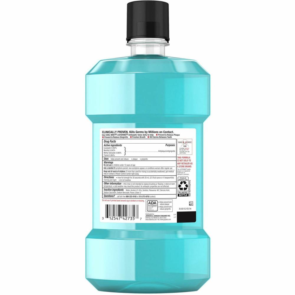 LISTERINE&reg; Cool Mint Antiseptic Mouthwash - For Bad Breath, Cleaning - Cool Mint - 1.06 quart - 6 / Carton. Picture 8