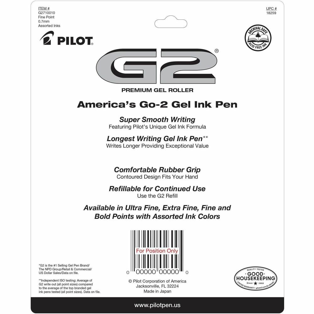 G2 Retractable Gel Ink Rolling Ball Pen - Fine Pen Point - Refillable - Retractable - Assorted Liquid Gel Ink Ink - 10 / Pack. Picture 2