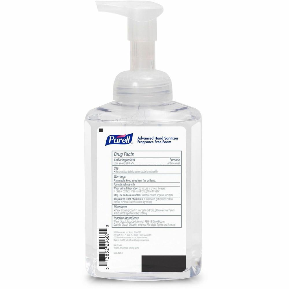 Gojo&reg; Hand Sanitizer Foam - 1.09 lb - Pump Bottle Dispenser - Kill Germs - Hand, Skin - Clear - Quick Drying, Fragrance-free. Picture 2