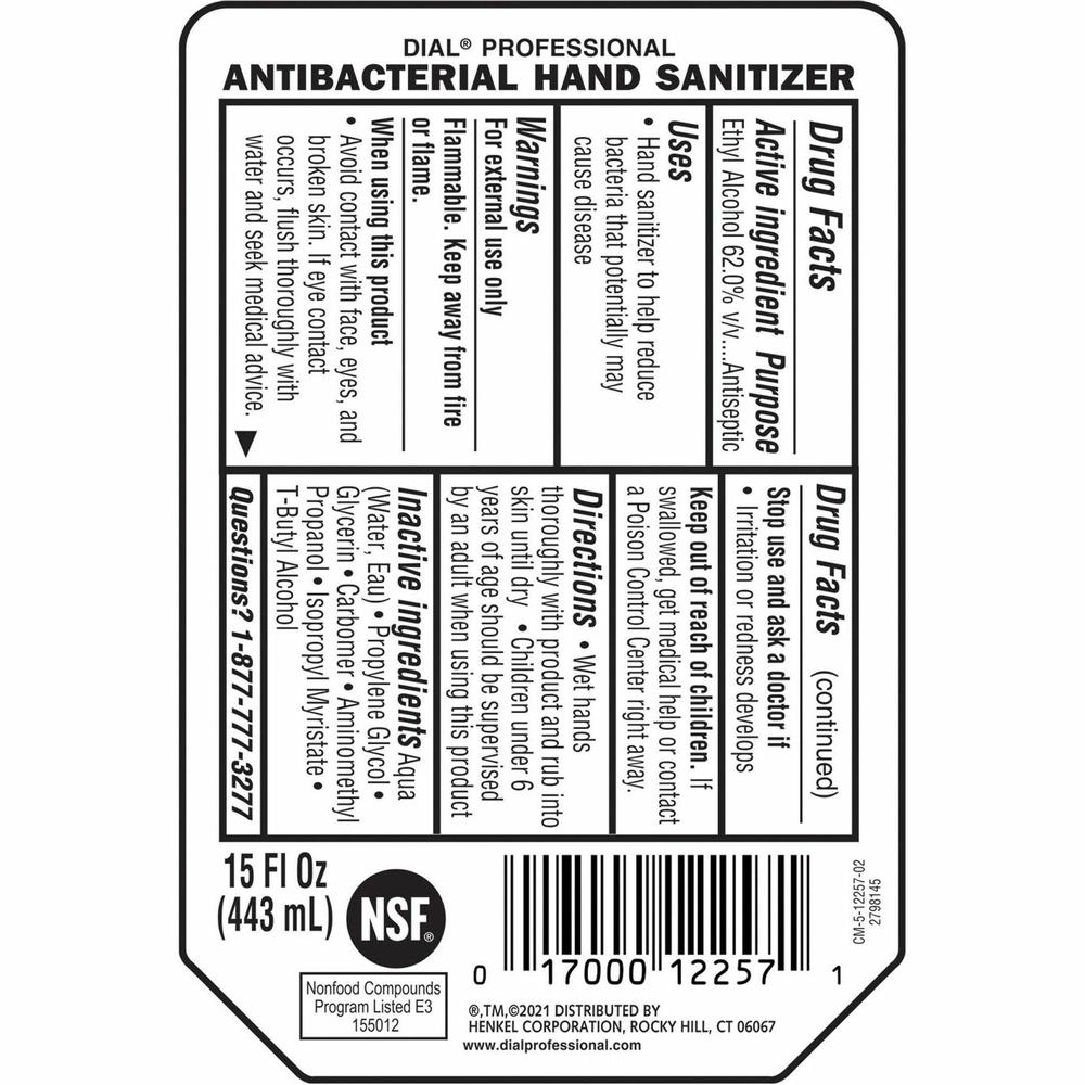 Henkel Hand Sanitizer Gel Refill - 15 fl oz (443.6 mL) - Bacteria Remover - Hand - Clear - Fragrance-free, Dye-free - 1 Each. Picture 2
