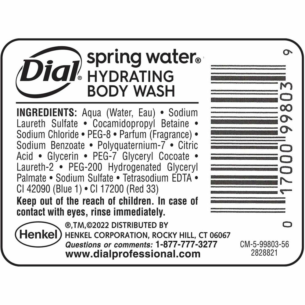 Dial Versa Body Wash Dispenser Refill - Spring Water ScentFor - 15 fl oz (443.6 mL) - Bottle Dispenser - Body - Moisturizing - Blue - Residue-free - 1 Each. Picture 3