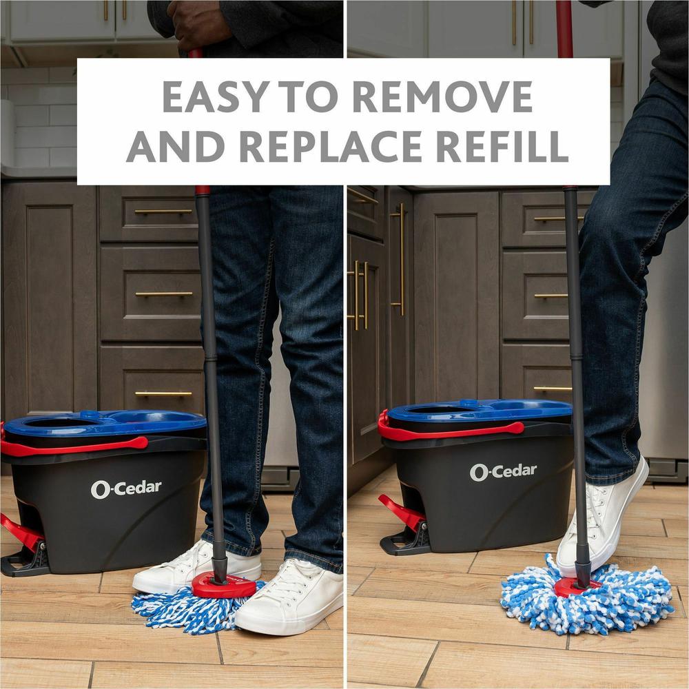 O-Cedar EasyWring RinseClean Spin Mop - MicroFiber Head - Washable, Reusable, Machine Washable, Refillable, Telescopic Handle - 1 Each - Multi. Picture 9