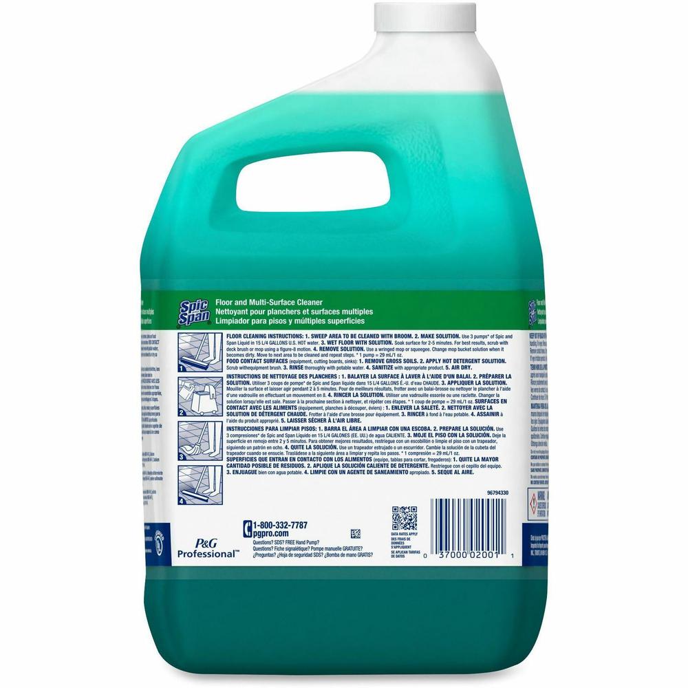 Spic and Span Floor and Multi-Surface Cleaner - Concentrate Liquid - 128 fl oz (4 quart) - 1 Each - Green. Picture 4