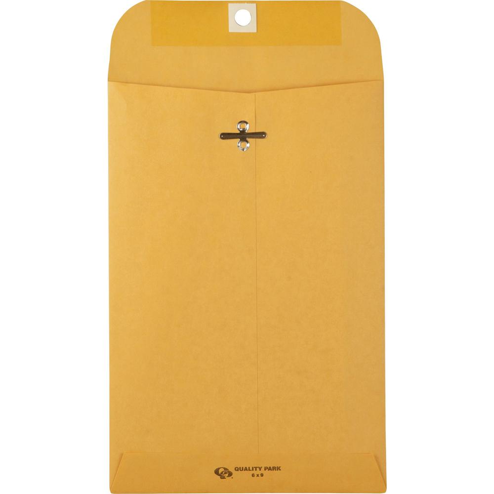 Quality Park Gummed Kraft Clasp Envelopes - Clasp - #55 - 6" Width x 9" Length - 28 lb - Gummed - Kraft - 100 / Box - Kraft. Picture 4