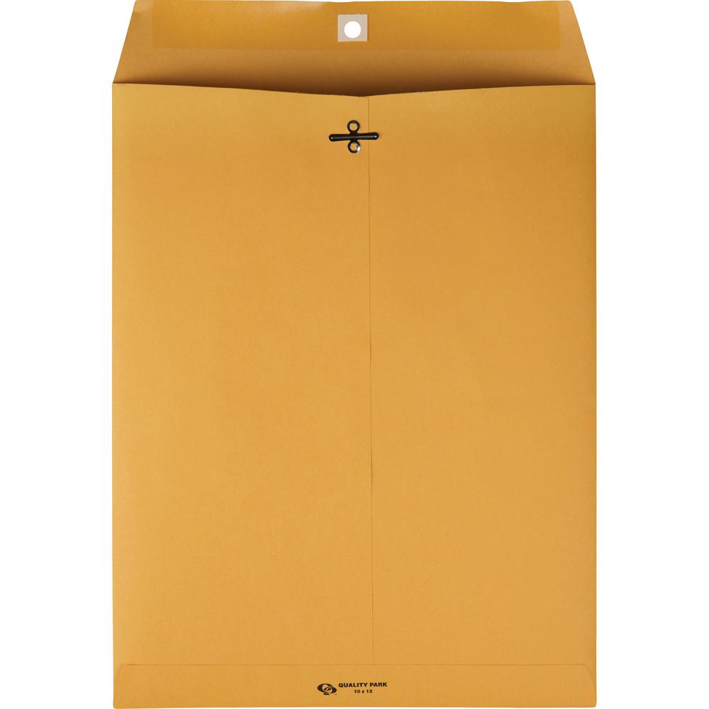 Quality Park Gummed Kraft Clasp Envelopes - Clasp - #97 - 10" Width x 13" Length - 28 lb - Gummed - Kraft - 100 / Box - Kraft. Picture 2