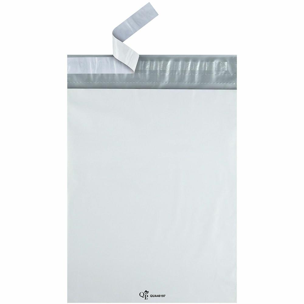 Quality Park 10 x 13 Poly Shipping Mailers with Self-Seal Closure - Catalog - #13 - 10" Width x 13" Length - Self-sealing - Polyethylene - 100 / Pack - White. Picture 4