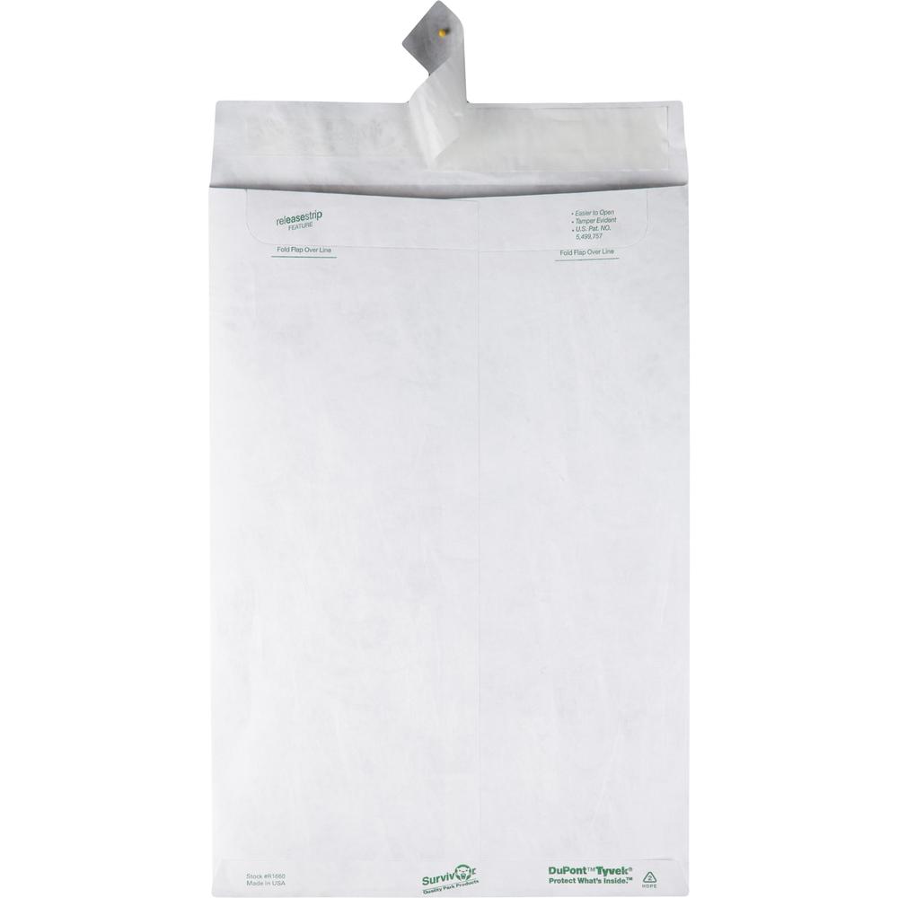 Quality Park Flap-Stik Open-end Envelopes - Catalog - 10" Width x 15" Length - 14 lb - Peel & Seal - Tyvek - 100 / Box - White. Picture 2