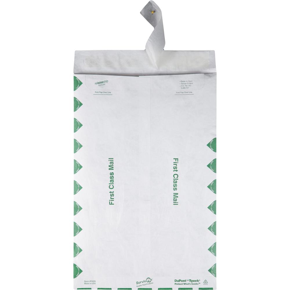 Survivor&reg; 10 x 15 DuPont Tyvek First Class Border Catalog Mailers - First Class Mail - 10" Width x 15" Length - 14 lb - Peel & Seal - Tyvek - 100 / Box - White. Picture 9