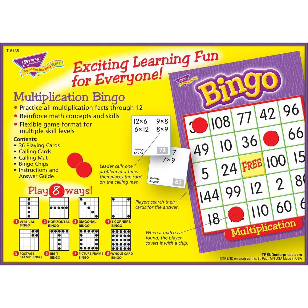 Trend Multiplication Bingo Learning Game - Theme/Subject: Learning - Skill Learning: Mathematics - 8-13 Year. Picture 5