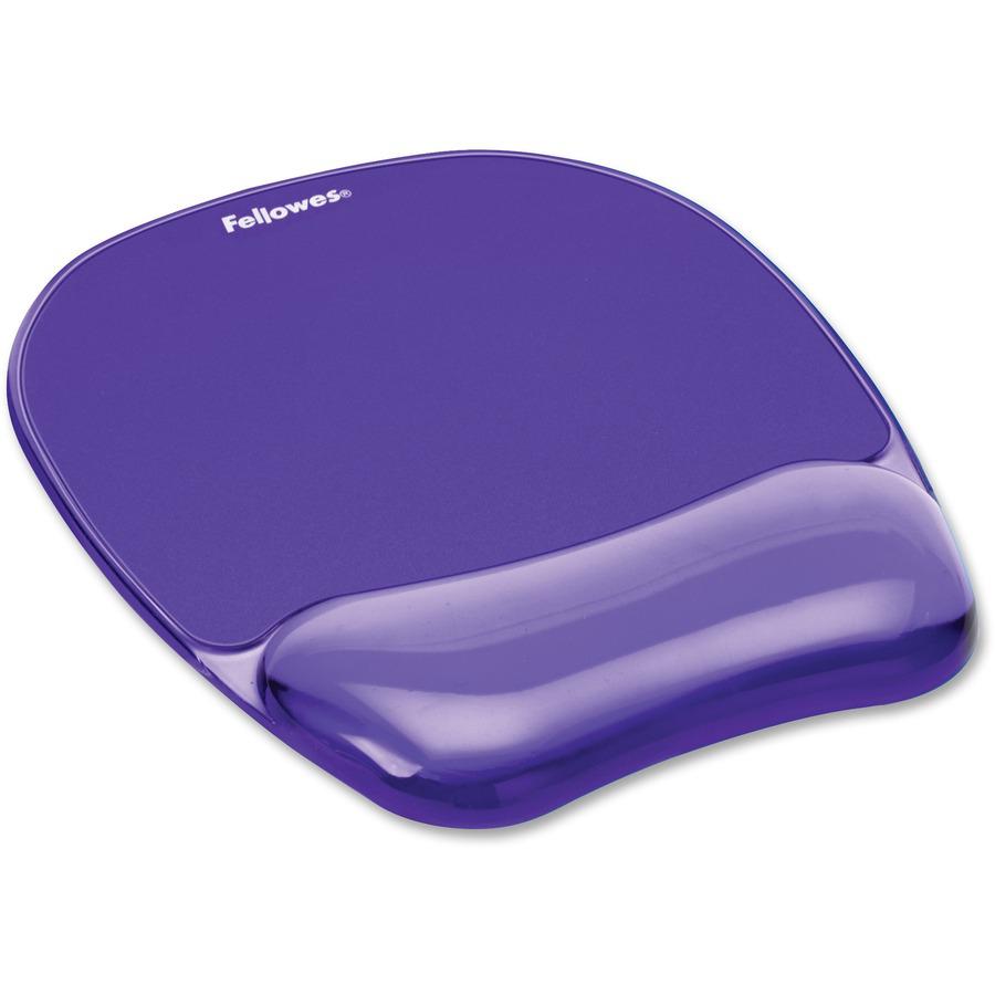 Fellowes Crystals Gel Mousepad/Wrist Rest - 0.75" x 7.88" x 9.19" Dimension - Purple - Rubber, Gel - Stain Resistant, Skid Proof - 1 Pack. Picture 3