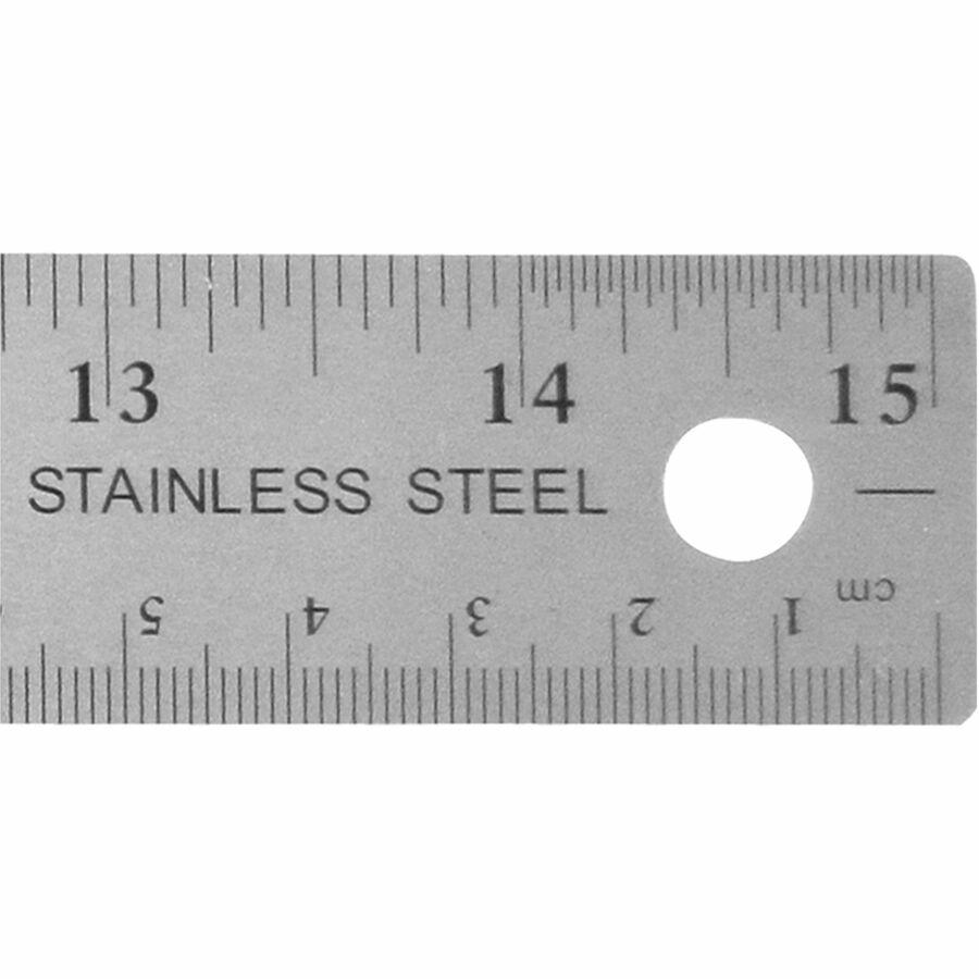 Westcott Stainless Steel Rulers - 15" Length 1" Width - 1/16, 1/32 Graduations - Metric, Imperial Measuring System - Stainless Steel - 1 Each - Stainless Steel. Picture 6