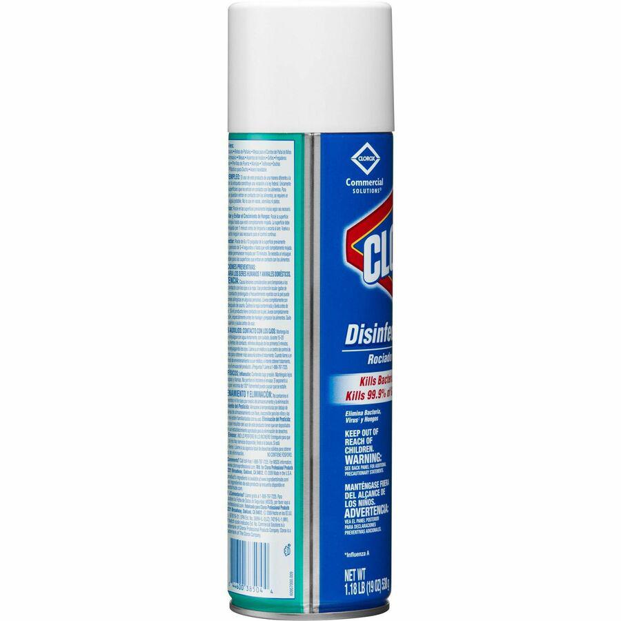 Clorox Commercial Solutions Disinfecting Aerosol Spray - 19 fl oz (0.6 quart) - Fresh Scent - 1 Each - Pleasant Scent, Disinfectant. Picture 9