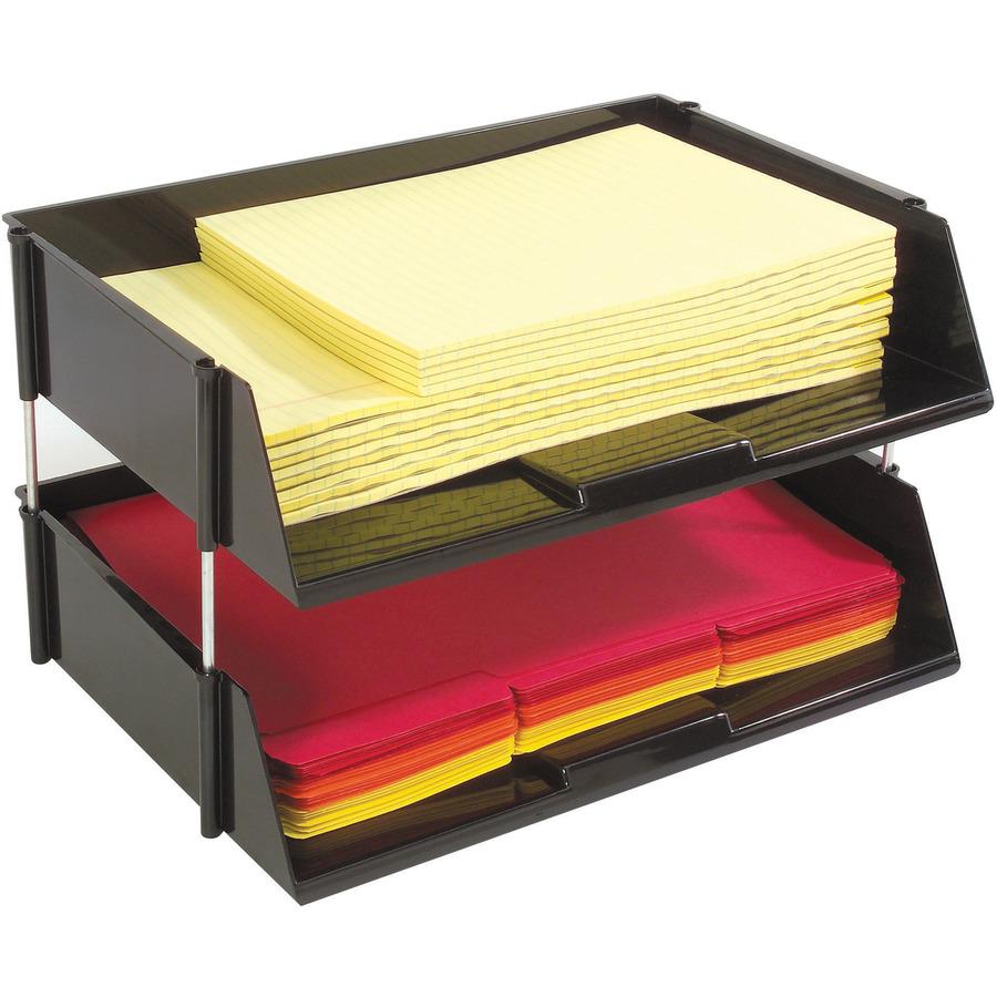 Deflecto Industrial Tray Side-Load Stacking Tray - 1500 x Sheet - 2 Tier(s) - 3.5" Height x 16.5" Width x 11.8" Depth - Plastic - 2 / Set. Picture 2