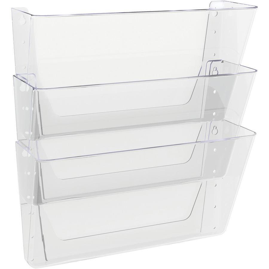Deflecto Stackable DocuPocket for Partition Walls - 3 Pocket(s) - 3 Compartment(s) - 7" Height x 13" Width x 4" Depth - Stackable - Clear - 3 / Set. Picture 10