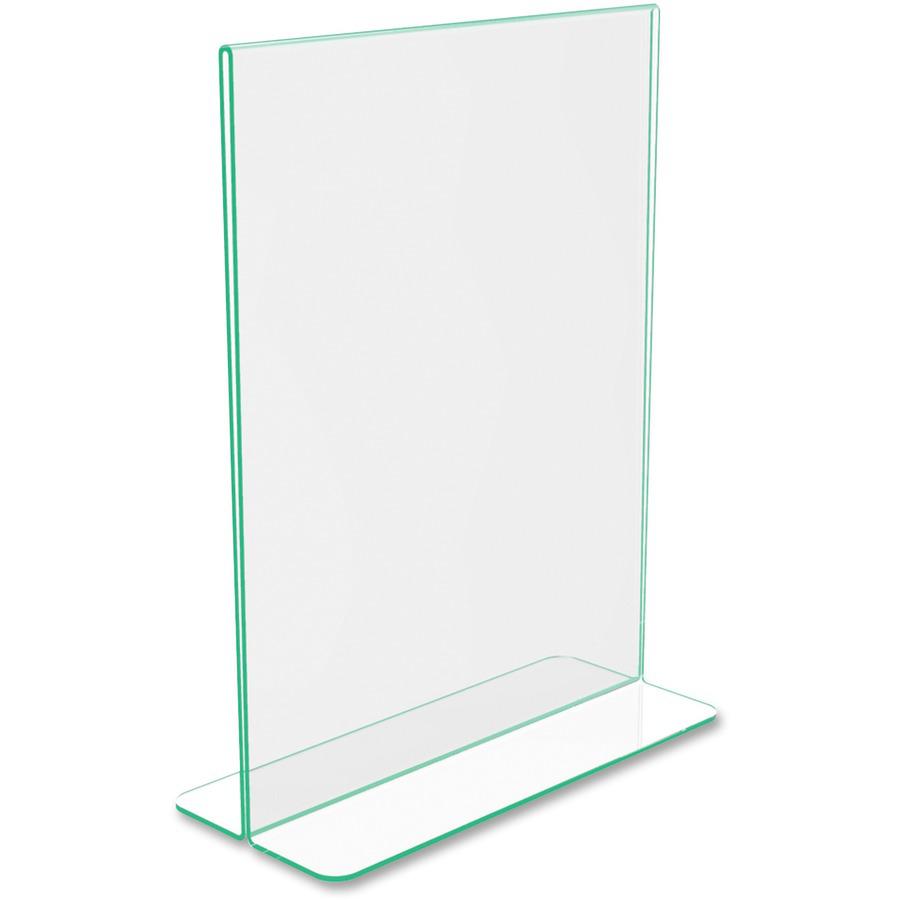 Deflecto Superior Image Premium Green Edge Sign Holder - 1 Each - 8.5" Width x 11" Height - Side-loading, Bottom Loading - Clear. Picture 8