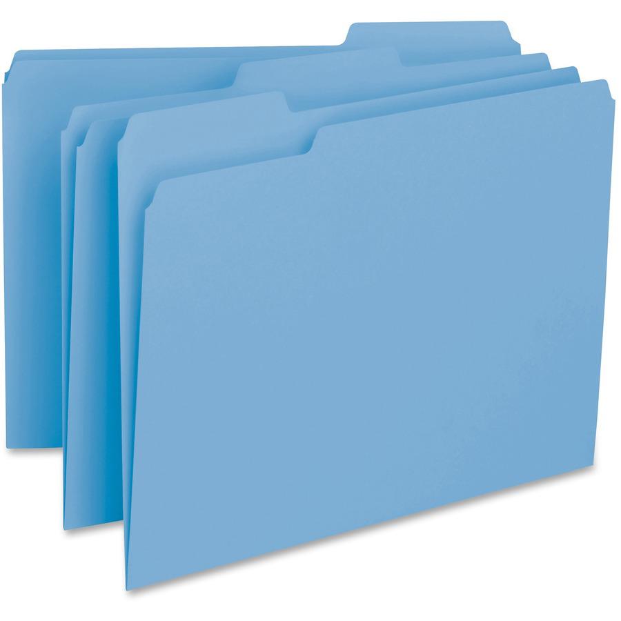Smead 1/3 Tab Cut Letter Recycled Hanging Folder - 8 1/2" x 11" - 3/4" Expansion - Top Tab Location - Assorted Position Tab Position - Vinyl - Blue - 10% Recycled - 100 / Box. Picture 9