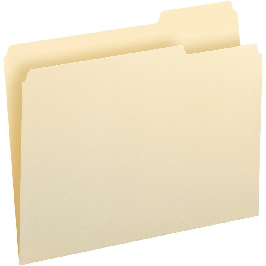 Smead 1/3 Tab Cut Letter Recycled Top Tab File Folder - 8 1/2" x 11" - 3/4" Expansion - Top Tab Location - Right Tab Position - Manila - Manila - 10% Recycled - 100 / Box. Picture 4