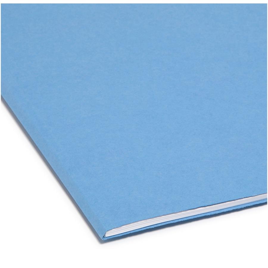 Smead Colored 1/3 Tab Cut Letter Recycled Top Tab File Folder - 8 1/2" x 11" - 3/4" Expansion - Top Tab Location - Assorted Position Tab Position - Blue - 10% Recycled - 100 / Box. Picture 2