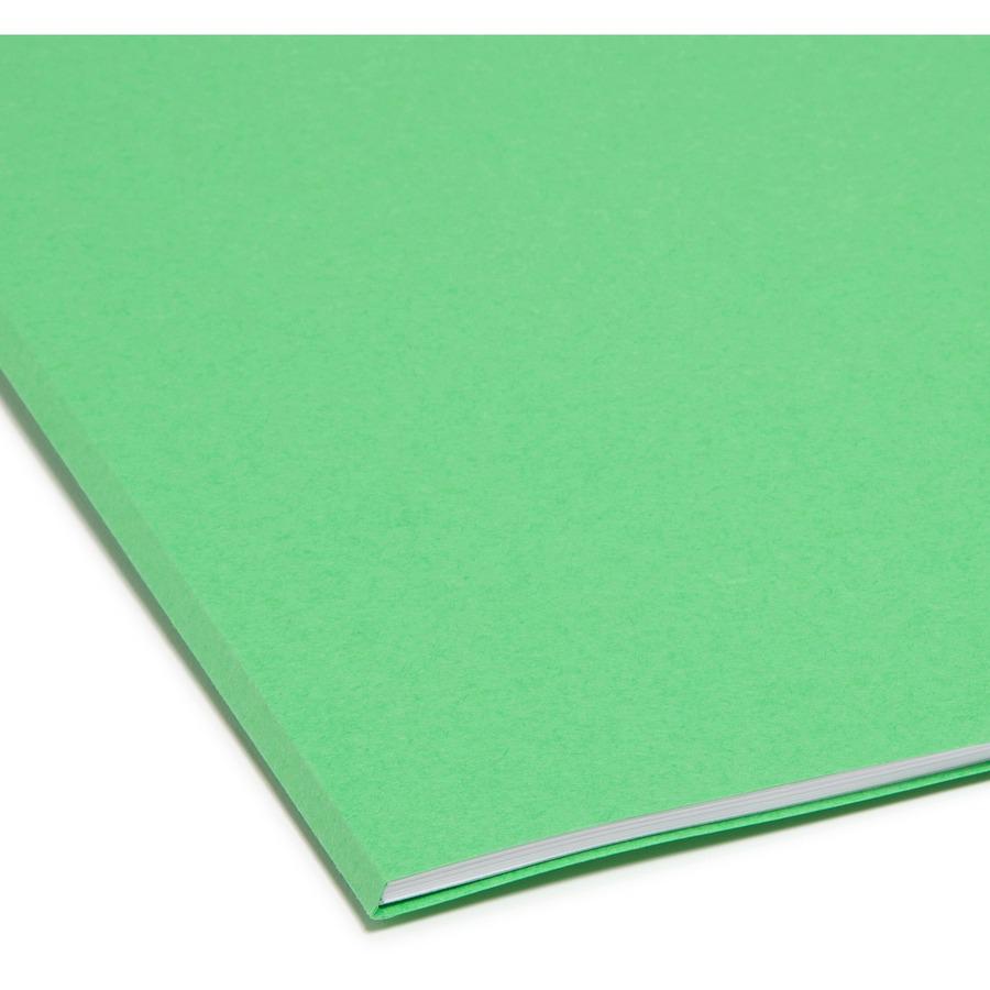 Smead Colored 1/3 Tab Cut Letter Recycled Top Tab File Folder - 8 1/2" x 11" - 3/4" Expansion - Top Tab Location - Assorted Position Tab Position - Green - 10% Recycled - 100 / Box. Picture 6