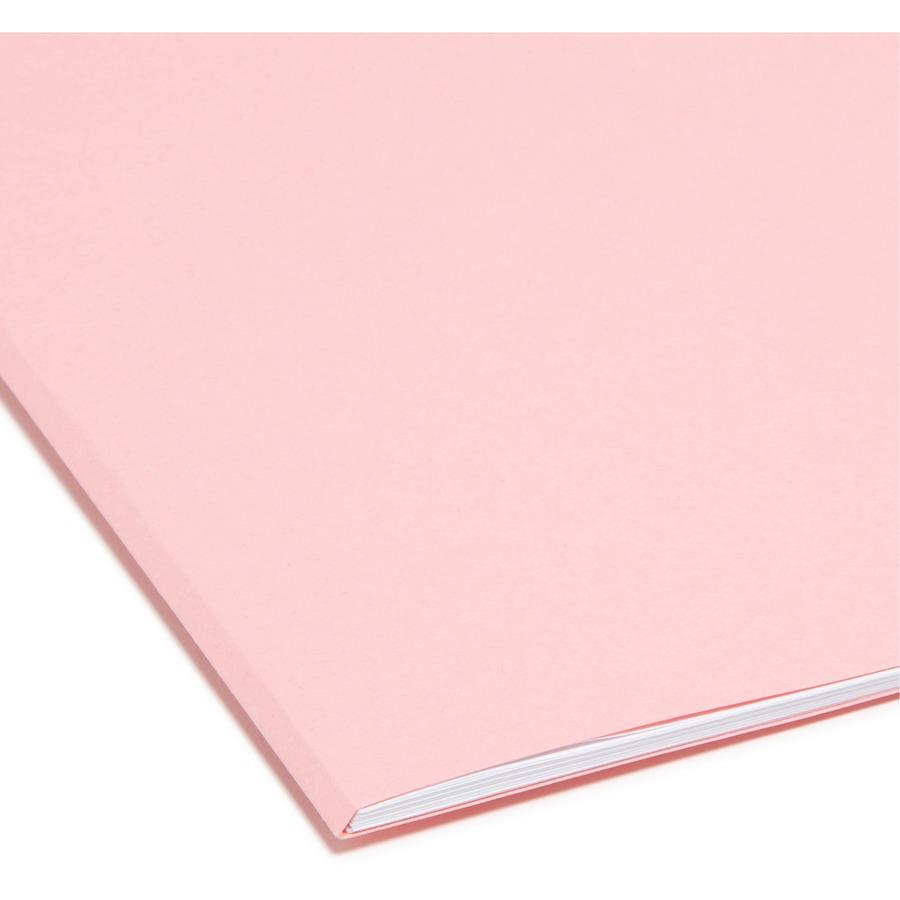 Smead Colored 1/3 Tab Cut Letter Recycled Top Tab File Folder - 8 1/2" x 11" - 3/4" Expansion - Top Tab Location - Assorted Position Tab Position - Pink - 10% Recycled - 100 / Box. Picture 6