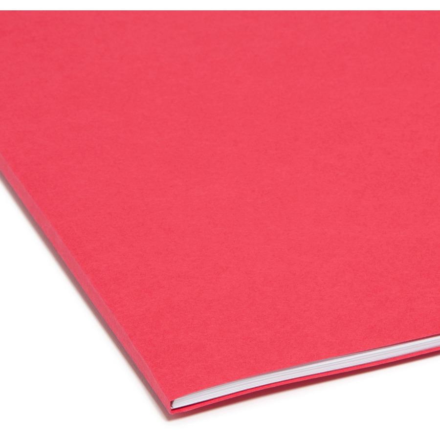 Smead Colored 1/3 Tab Cut Letter Recycled Top Tab File Folder - 8 1/2" x 11" - 3/4" Expansion - Top Tab Location - Assorted Position Tab Position - Red - 10% Recycled - 100 / Box. Picture 6