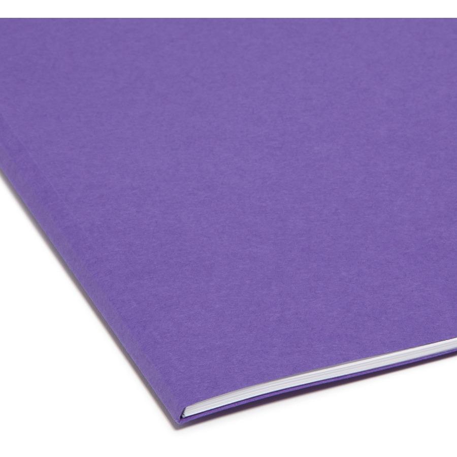 Smead Colored 1/3 Tab Cut Letter Recycled Top Tab File Folder - 8 1/2" x 11" - 3/4" Expansion - Top Tab Location - Assorted Position Tab Position - Purple - 10% Recycled - 100 / Box. Picture 9