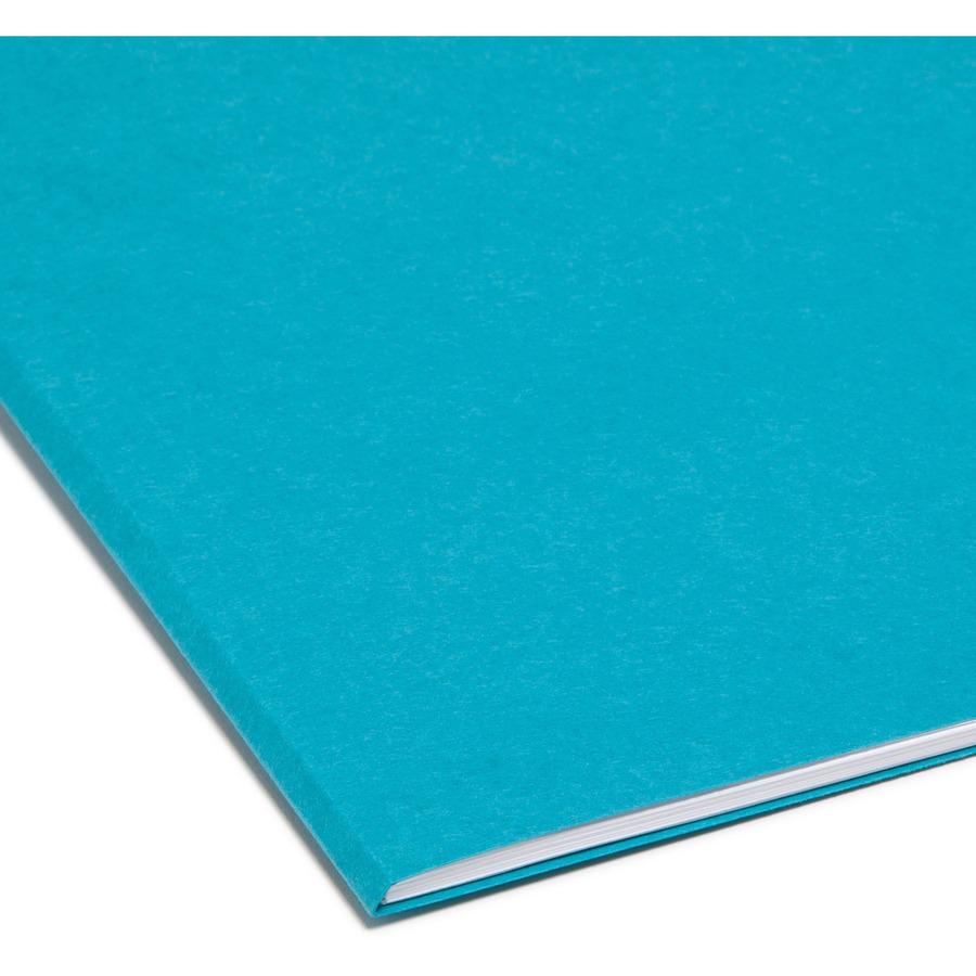 Smead Colored 1/3 Tab Cut Letter Recycled Top Tab File Folder - 8 1/2" x 11" - 3/4" Expansion - Top Tab Location - Assorted Position Tab Position - Teal - 10% Recycled - 100 / Box. Picture 6