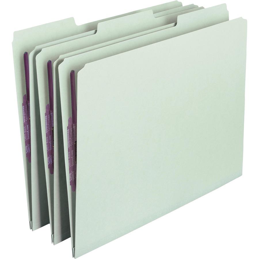 Smead 1/3 Tab Cut Letter Recycled Fastener Folder - 8 1/2" x 11" - 1" Expansion - 2 x 2S Fastener(s) - 2" Fastener Capacity for Folder - Top Tab Location - Assorted Position Tab Position - Pressboard . Picture 3