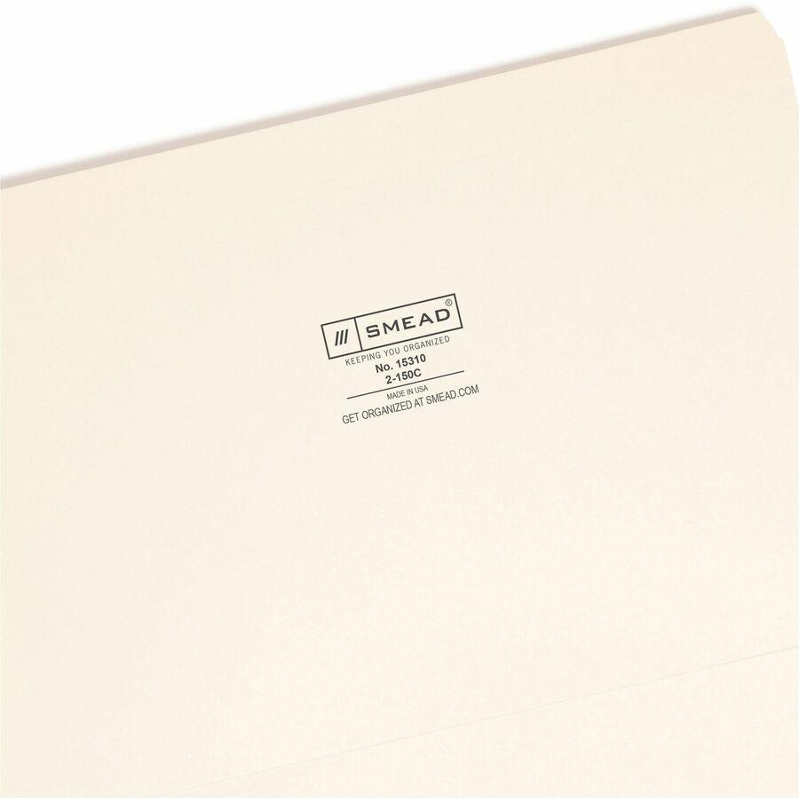 Smead Straight Tab Cut Legal Recycled Top Tab File Folder - 8 1/2" x 14" - 3/4" Expansion - Manila - Manila - 10% Recycled - 100 / Box. Picture 8
