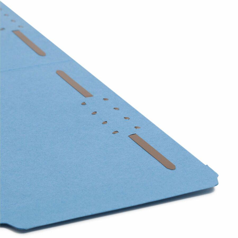 Smead Colored 1/3 Tab Cut Legal Recycled Fastener Folder - 8 1/2" x 14" - 3/4" Expansion - 2 x 2K Fastener(s) - 2" Fastener Capacity for Folder - Top Tab Location - Assorted Position Tab Position - Bl. Picture 8
