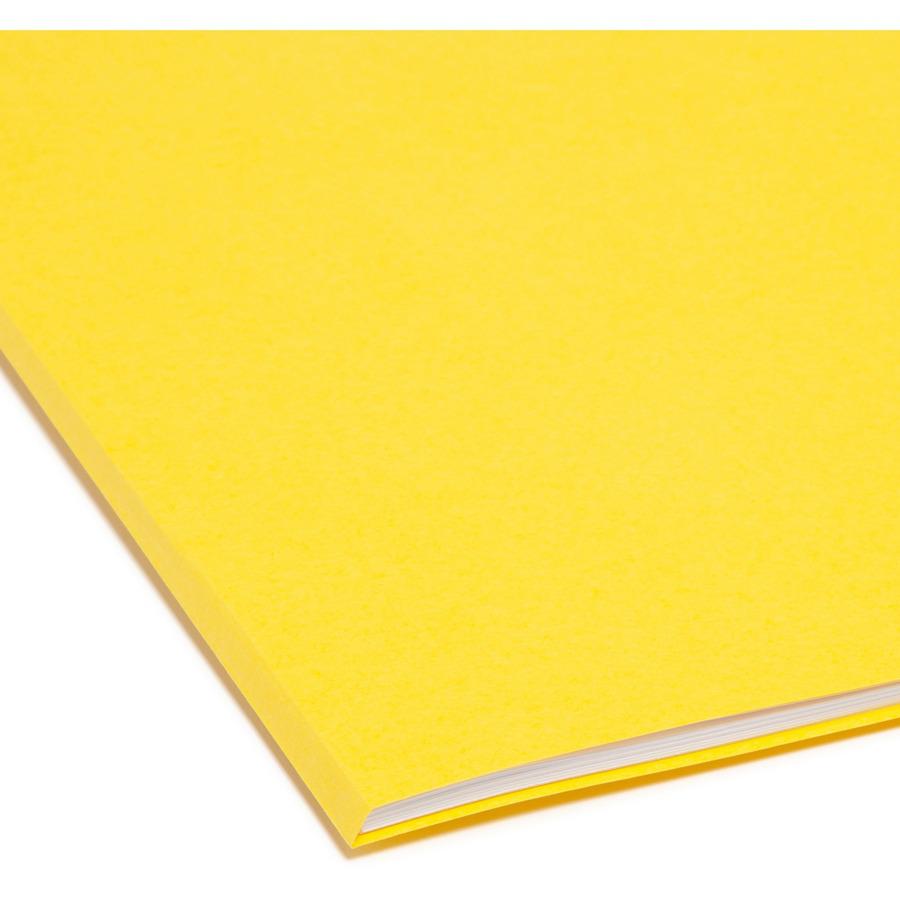 Smead Colored 1/3 Tab Cut Legal Recycled Top Tab File Folder - 8 1/2" x 14" - 3/4" Expansion - Top Tab Location - Assorted Position Tab Position - Yellow - 10% Recycled - 100 / Box. Picture 4