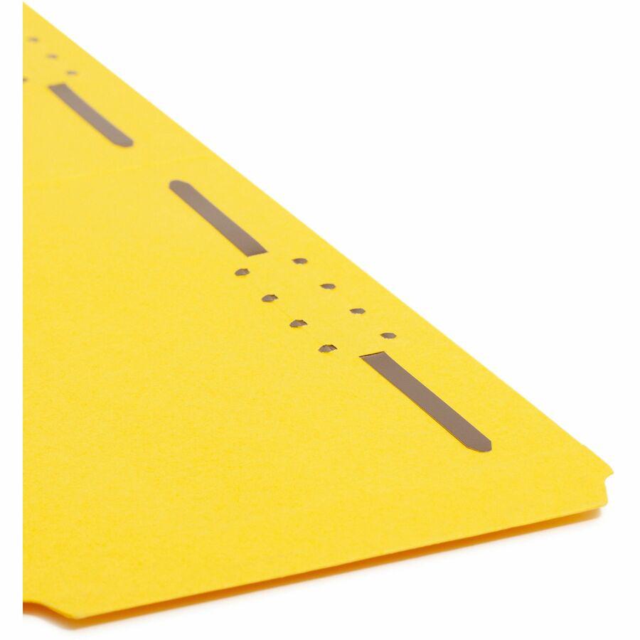 Smead Colored 1/3 Tab Cut Legal Recycled Fastener Folder - 8 1/2" x 14" - 2 x 2K Fastener(s) - 2" Fastener Capacity for Folder - Top Tab Location - Assorted Position Tab Position - Yellow - 10% Recycl. Picture 8
