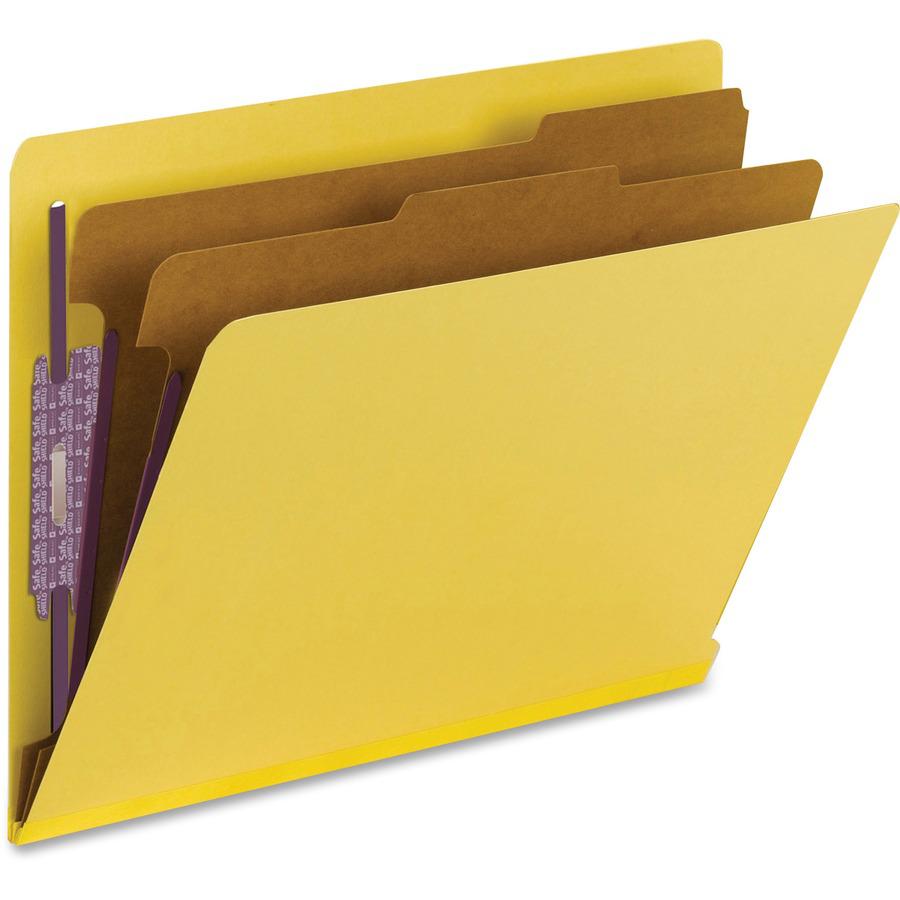 Smead 1/3 Tab Cut Letter Recycled Classification Folder - 8 1/2" x 11" - 2" Expansion - 2 x 2S Fastener(s) - 2" Fastener Capacity for Folder - 2 Divider(s) - Pressboard - Yellow - 100% Recycled - 10 /. Picture 6