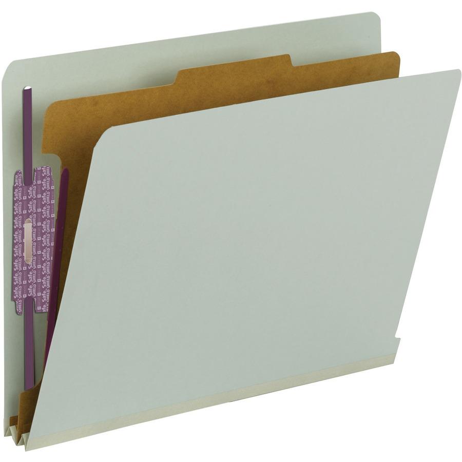 Smead Letter Recycled Classification Folder - 8 1/2" x 11" - 2" Expansion - 2 x 2S Fastener(s) - 2" Fastener Capacity for Folder - End Tab Location - 1 Divider(s) - Pressboard - Gray, Green - 100% Rec. Picture 8