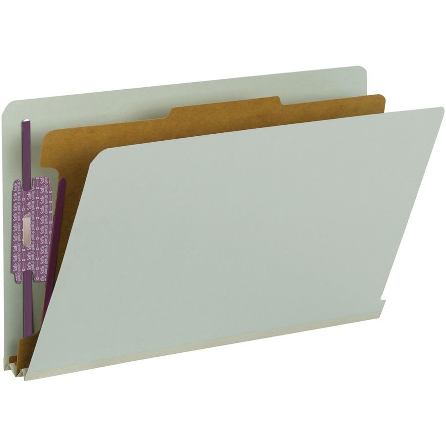 Smead Legal Recycled Classification Folder - 8 1/2" x 14" - 2" Expansion - 2 x 2S Fastener(s) - 2" Fastener Capacity for Folder - End Tab Location - 1 Divider(s) - Pressboard - Gray, Green - 100% Recy. Picture 6