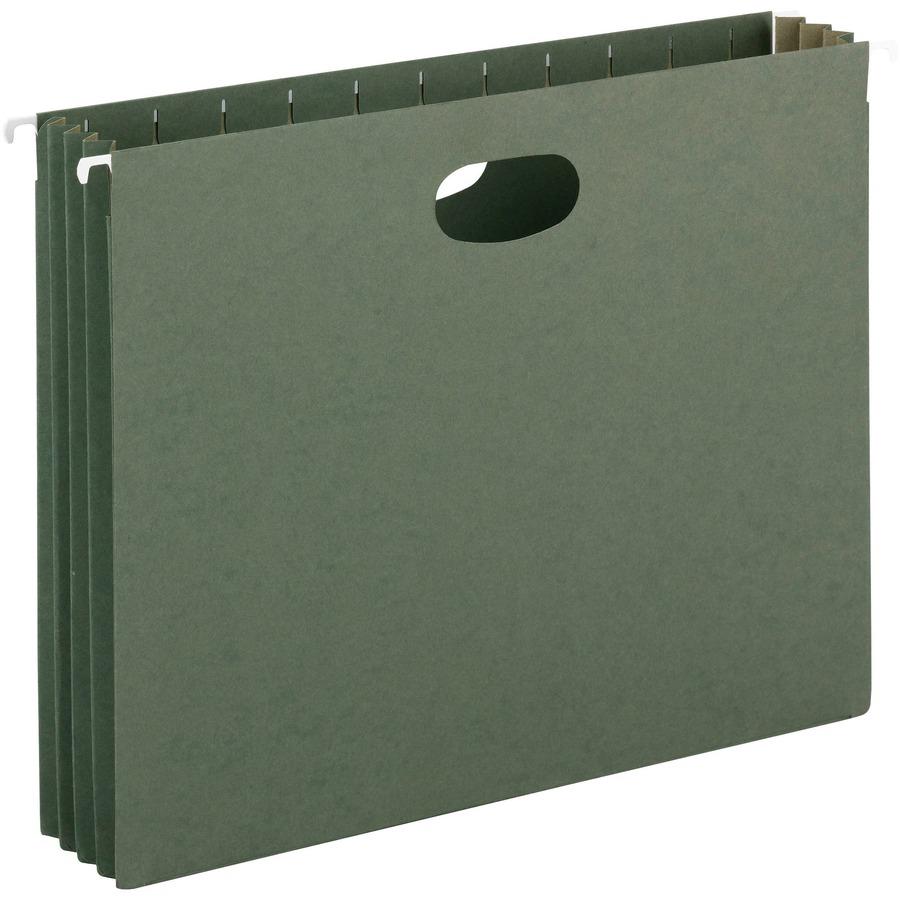 Smead Hanging File Pockets, 3-1/2 Inch Expansion, Letter Size, Standard Green, 10 Per Box (64220) - 3 1/2" Folder Capacity - 8 1/2" x 11" - 3 1/2" Expansion - Standard Green - 30% Recycled - 10 / Box. Picture 5