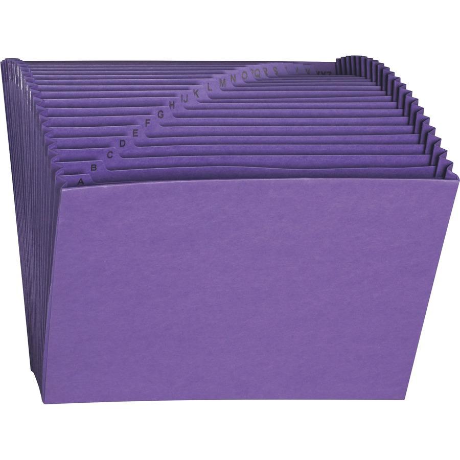 Smead Letter Recycled Expanding File - 8 1/2" x 11" - 7/8" Expansion - 21 Pocket(s) - Leatherine - Purple - 10% Recycled - 1 Each. Picture 6