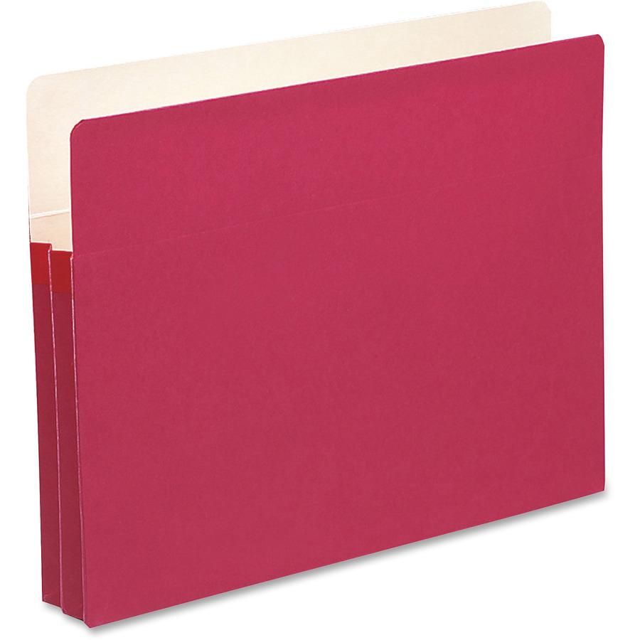 Smead TUFF Pocket Straight Tab Cut Letter Recycled File Pocket - 8 1/2" x 11" - 1 3/4" Expansion - Top Tab Location - Red - 10% Recycled - 1 Each. Picture 9