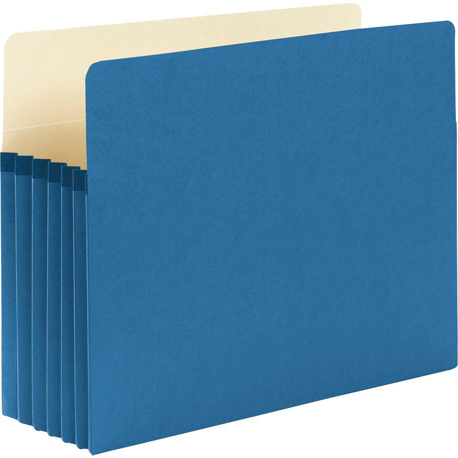 Smead TUFF Pocket Straight Tab Cut Letter Recycled File Pocket - 8 1/2" x 11" - 5 1/4" Expansion - Top Tab Location - Blue - 10% Recycled - 1 Each. Picture 10