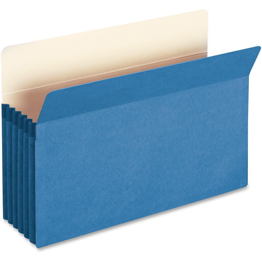 Smead Colored File Pockets - Legal - 8 1/2" x 14" Sheet Size - 5 1/4" Expansion - Top Tab Location - 9 pt. Folder Thickness - Blue - Recycled - 1 Each"". Picture 8