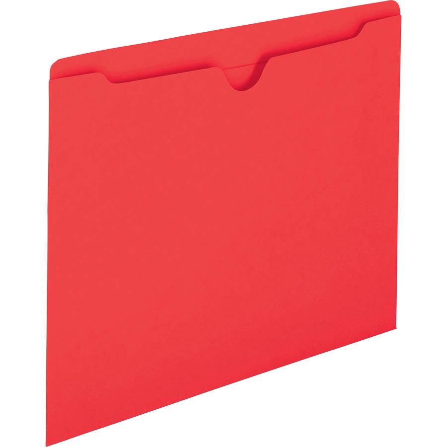 Smead Colored Straight Tab Cut Letter Recycled File Jacket - 8 1/2" x 11" - Red - 10% Recycled - 100 / Box. Picture 6