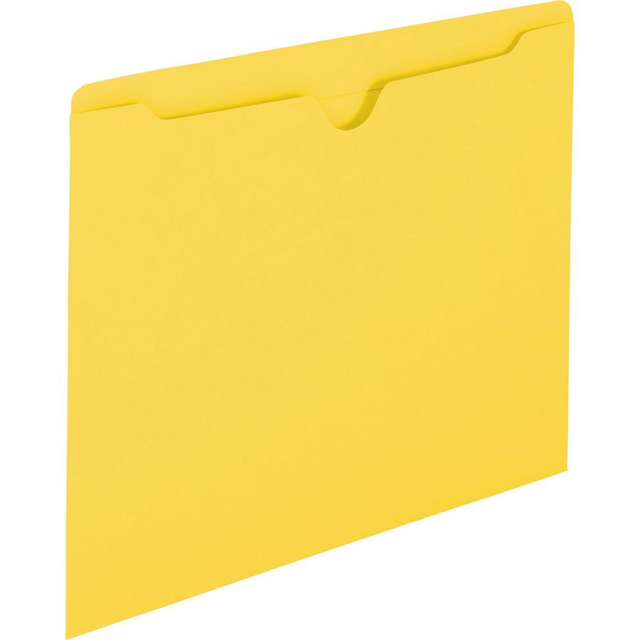 Smead Colored Straight Tab Cut Letter Recycled File Jacket - 8 1/2" x 11" - Yellow - 10% Recycled - 100 / Box. Picture 6